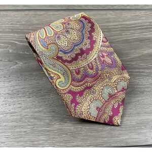 Altea Milano Men's 100% Silk Paisley Pattern Necktie Multicolor 3.25"x58"